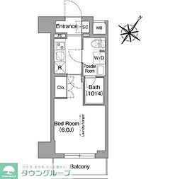 コンフォリア・リヴ横浜阪東橋 1Kの間取図画像