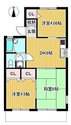 パルデンス横山 3DKの間取図画像