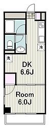 川崎レジデンス 1DKの間取図画像