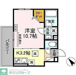 D'Bless鶴見市場 1Kの間取図画像