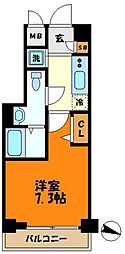 ドゥーエ新川崎 ワンルームの間取図画像