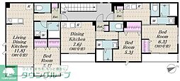 仮称)大森北6丁目計画 1LDKの間取図画像