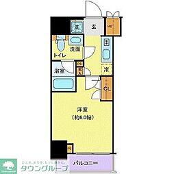 プレールドゥーク北品川 1Kの間取図画像