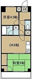 ライオンズマンション鶴見中央 2DKの間取図画像