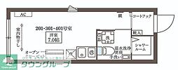 COCOCUBE大井町II ワンルームの間取図画像