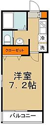 リアン 1Kの間取図画像