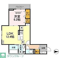 プルミエール新田 1LDKの間取図画像
