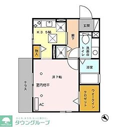 花月モナリエ 1Kの間取図画像
