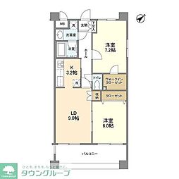 サンハイム鶴見B 2LDKの間取図画像