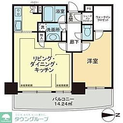 クレッセント川崎タワー 1LDKの間取図画像