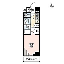 プレール・ドゥーク川崎大師2 1Kの間取図画像