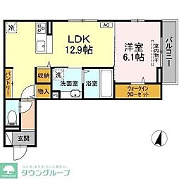 パルボヌール 3階1LDKの間取り