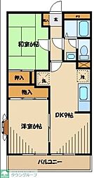 ファミール中野島 3階2DKの間取り