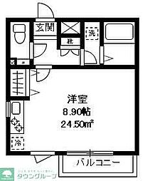 ニア武蔵小杉 1階ワンルームの間取り