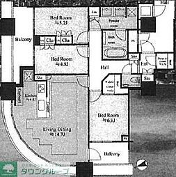 東急東横線 武蔵小杉駅 徒歩1分の賃貸マンション 26階3LDKの間取り