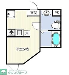 INOVE二子新地 2階ワンルームの間取り