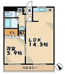 エンジョイライフ 3階1LDKの間取り