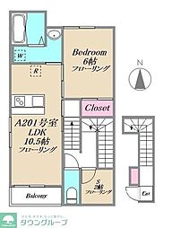 Ｋｏｓｕｇｉ−ｕｎ 2階1SLDKの間取り