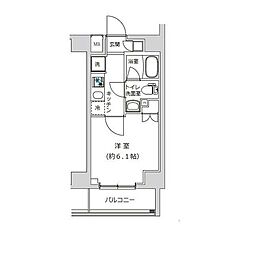 ライジングプレイス武蔵新城 7階1Kの間取り