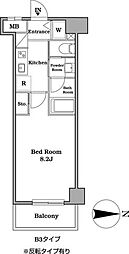 レジディア武蔵小杉 4階1Kの間取り