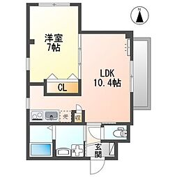 プラム 1LDKの間取図画像