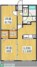 ルミエール鷺沼 2LDKの間取図画像