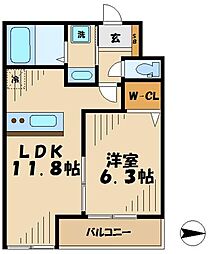 リヴァージュ登戸 1LDKの間取図画像