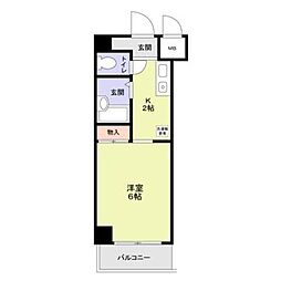 フローレス中原3 1Kの間取図画像