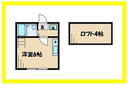ソレイユ中原 ワンルームの間取図画像
