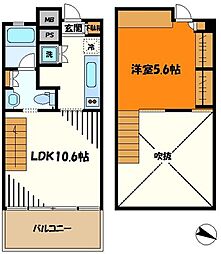 ドゥーエ新丸子 1LDKの間取図画像