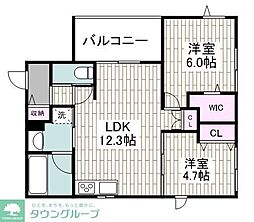 SOURA 武蔵小杉 2LDKの間取図画像