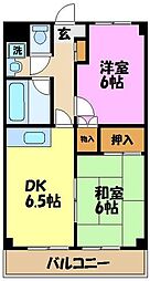 ハイツ橘 2DKの間取図画像