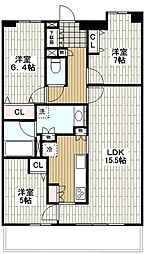 JR東海道本線 辻堂駅 徒歩7分の賃貸マンション 4階3LDKの間取り