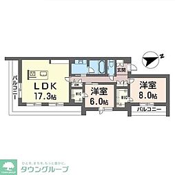 JR京浜東北・根岸線 本郷台駅 徒歩15分の賃貸マンション 2階2LDKの間取り