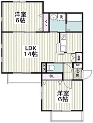 メリープレイス 2LDKの間取図画像