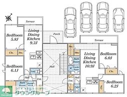 逗子市逗子5丁目アパート 2LDKの間取図画像