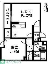D`BLESS茅ヶ崎 1LDKの間取図画像