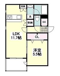 GlicinaK 1LDKの間取図画像