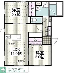 メゾン・クロワゼ 2LDKの間取図画像