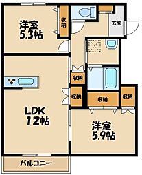 M・クレール 2LDKの間取図画像