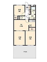 茅ヶ崎ダイカンプラザ 3DKの間取図画像