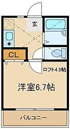 シャローム湘南 1Kの間取図画像