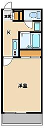 JR武蔵野線 東所沢駅 徒歩16分の賃貸マンション 2階1Kの間取り