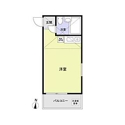 西武狭山線 下山口駅 徒歩2分の賃貸アパート 2階ワンルームの間取り