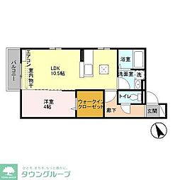 西武拝島線 東大和市駅 徒歩10分の賃貸アパート 1階1LDKの間取り