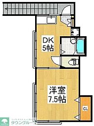 西武池袋線 清瀬駅 徒歩20分の賃貸アパート 2階1DKの間取り