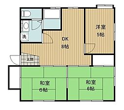 西武秩父線 東飯能駅 徒歩15分の賃貸アパート 2階3DKの間取り