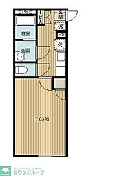西武新宿線 新所沢駅 徒歩8分の賃貸アパート 1階1Kの間取り