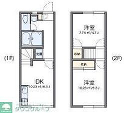 西武新宿線 入曽駅 徒歩5分の賃貸アパート 1階2DKの間取り