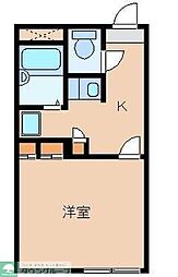 西武新宿線 小平駅 徒歩9分の賃貸アパート 1階1Kの間取り
